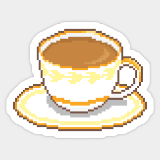 Chai Tea Cup with Saucer Pixel Art (with outline) Sticker